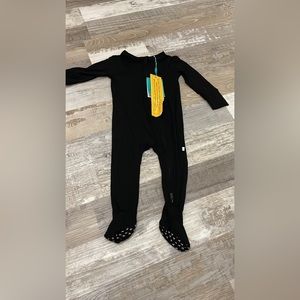 Posh peanut black ribbed footie pajamas